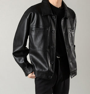 Unleash Your Inner Rider with Our Stylish Motorcycle PU Leather Jacket!