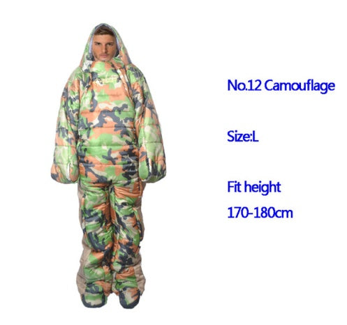 Human sleeping humanoid sleeping bag