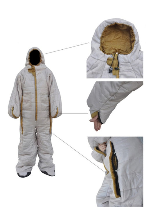 Human sleeping humanoid sleeping bag
