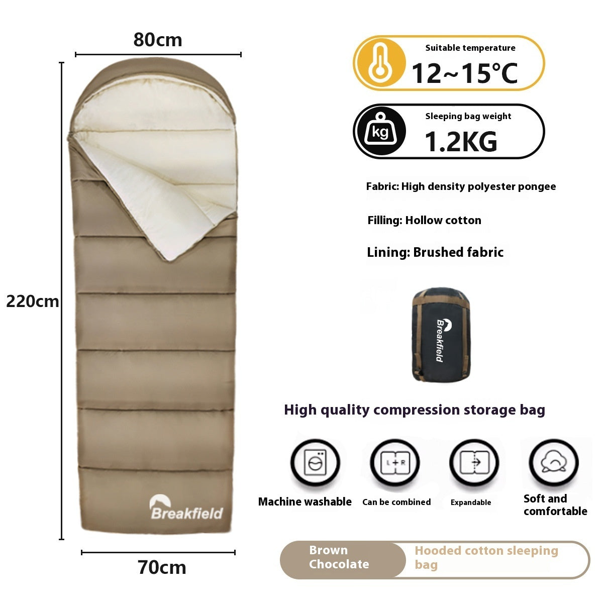 Outdoor Camping Waterproof Cotton Sleeping Bag
