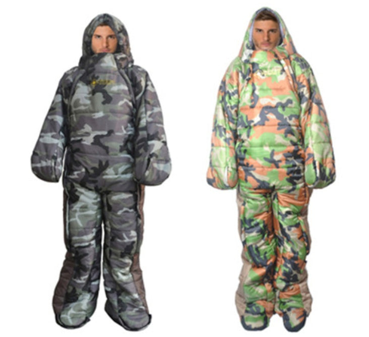 Human sleeping humanoid sleeping bag