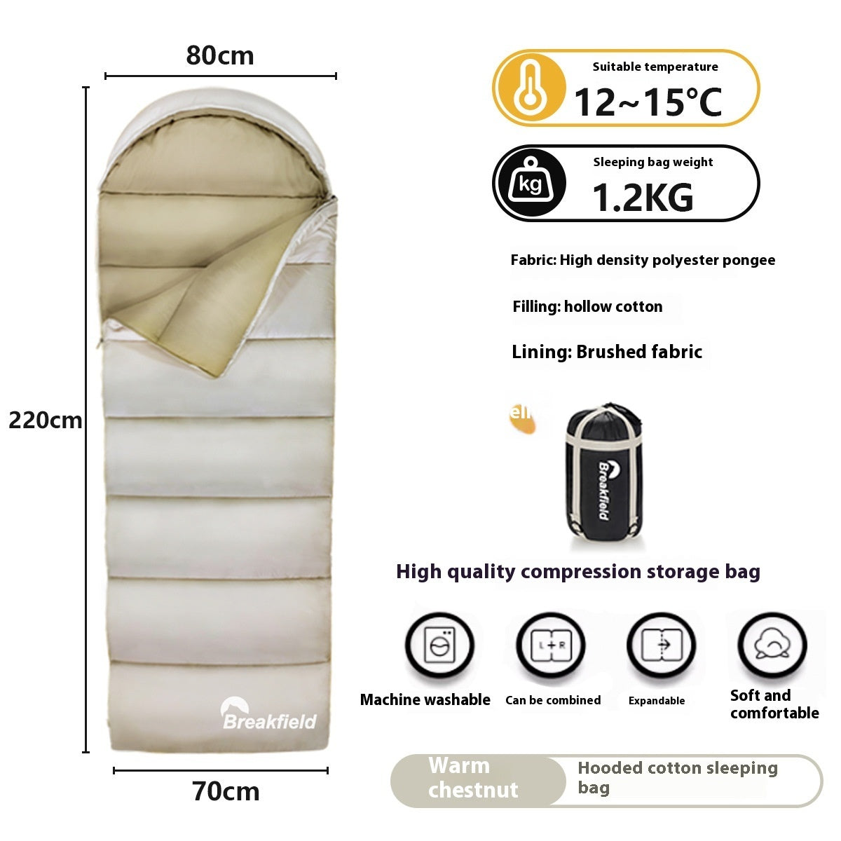 Outdoor Camping Waterproof Cotton Sleeping Bag